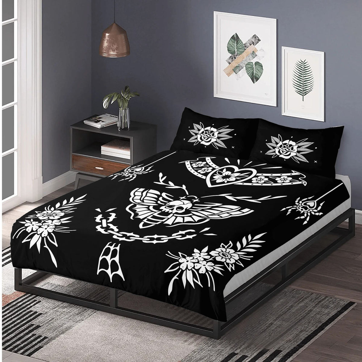 Death Moth Vintage Print - Three Piece Bedding Set