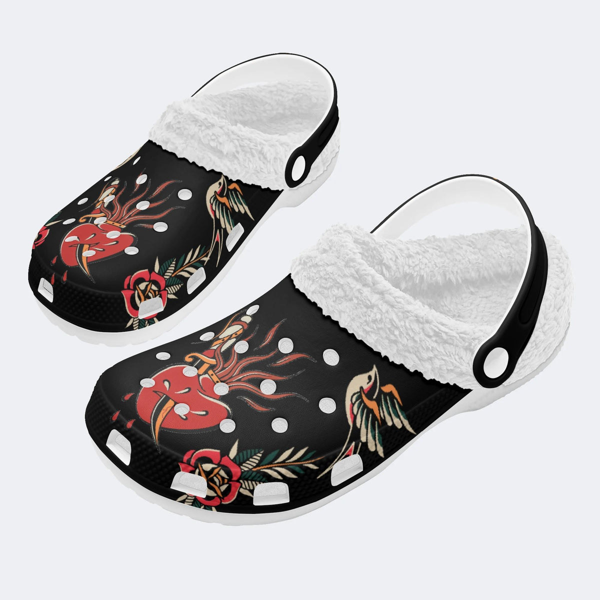 Flaming HeartArt Print - Fur Lined Slippers/Sandals