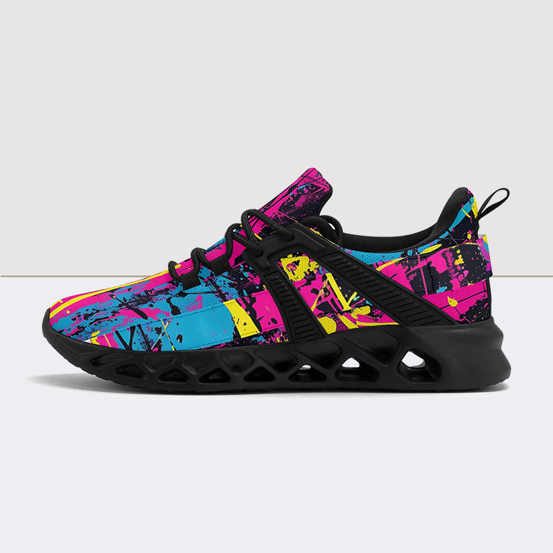 Neon Graffiti Print Elastic Sport Sneakers