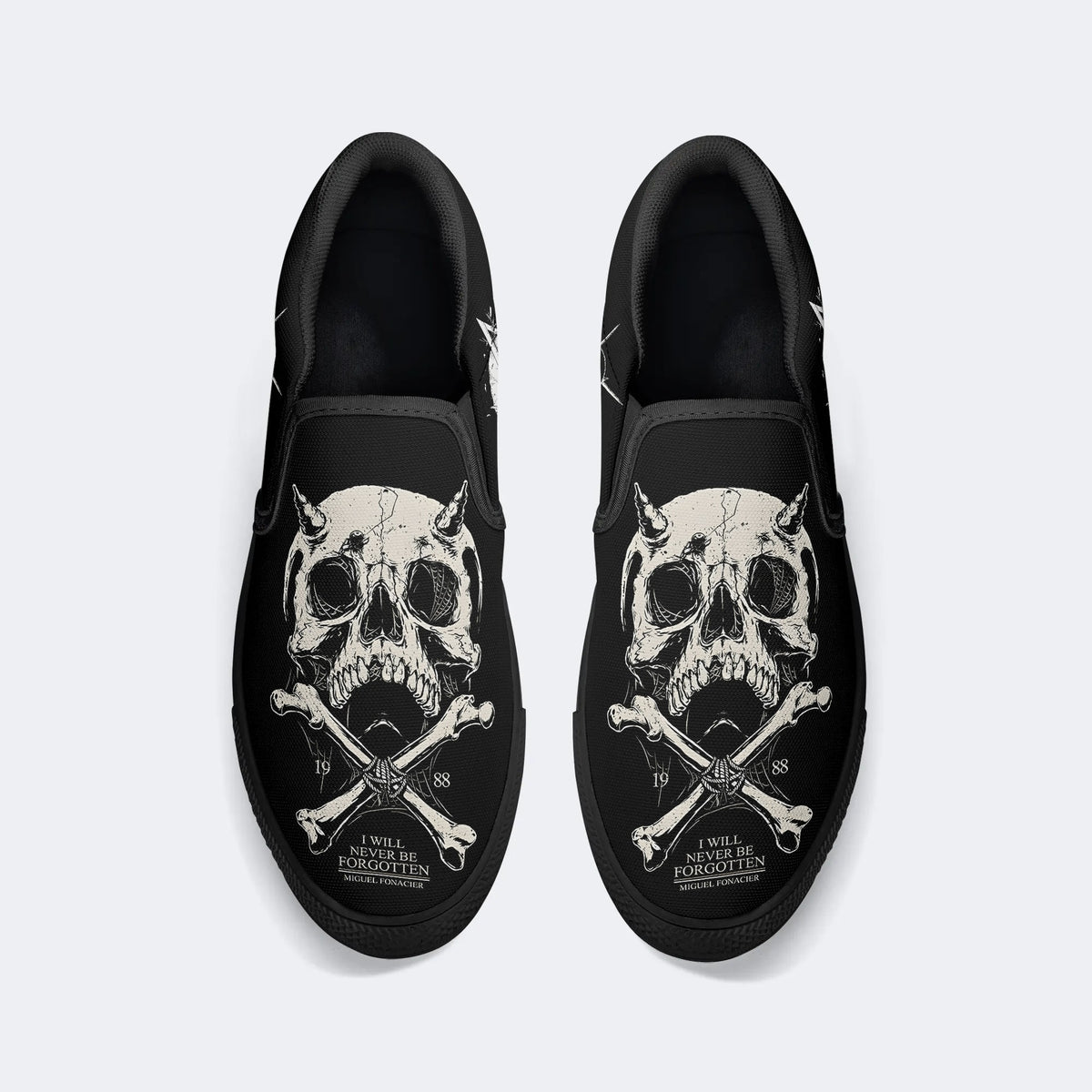 Skull I Will Never Be Forgotten Printed - Slip On Shoes