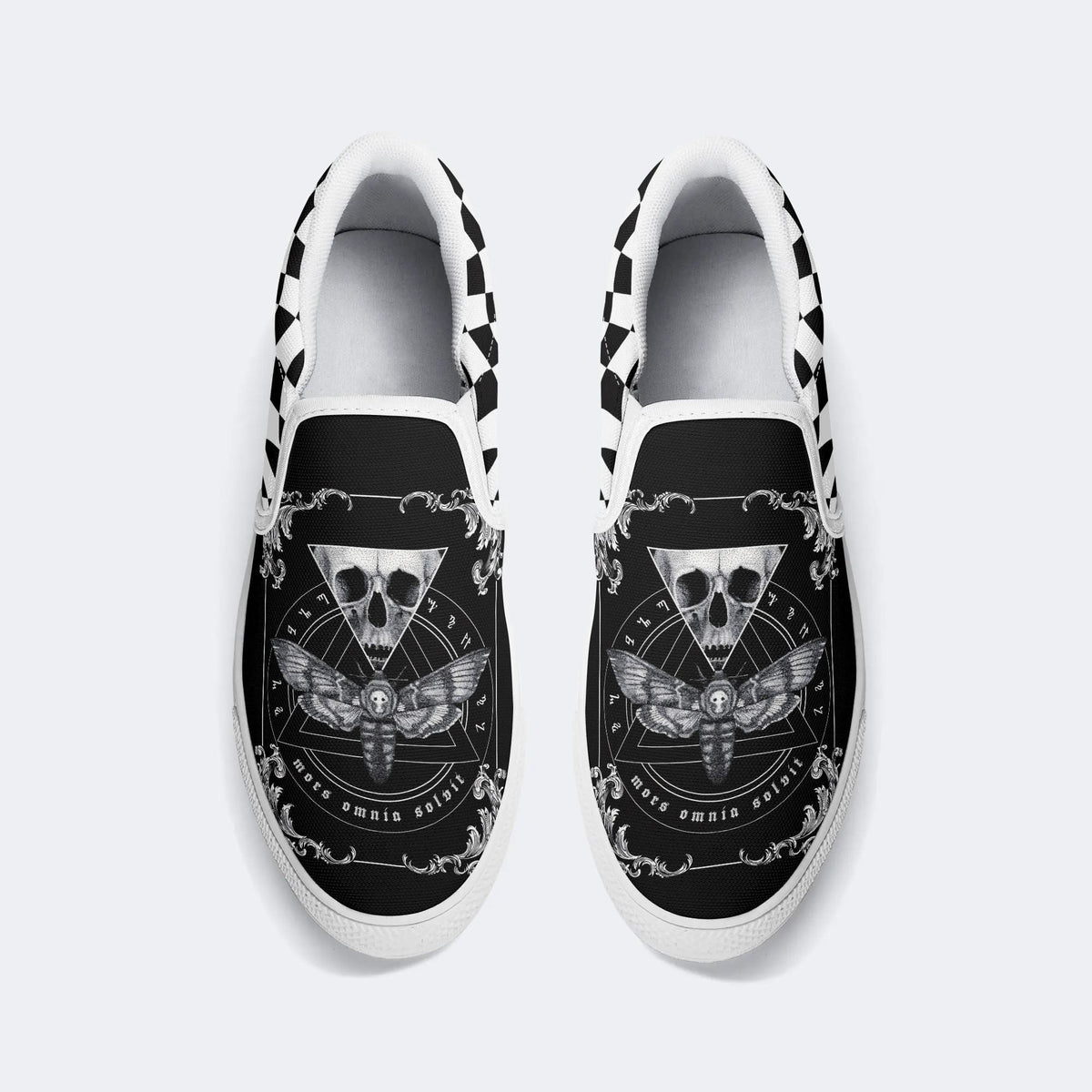 Chaussures unisexes à enfiler avec imprimé Death Moth&amp;Skull 