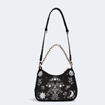 Sun Moon And Moth Print - Leather Crossbody Bag