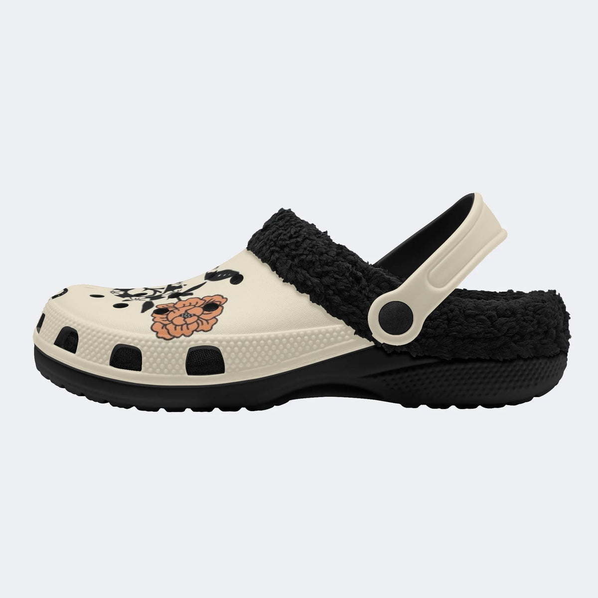 Gothic Snake Floral Rose - Fur Lined Slippers/Sandals