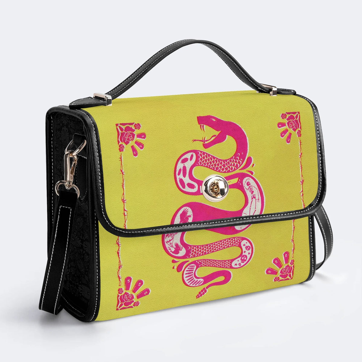 Pink Rattlesnake - Leather Satchel Bag