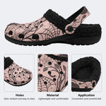 Gothic Pink Bat Web‑Fur Lined Slippers Sandals
