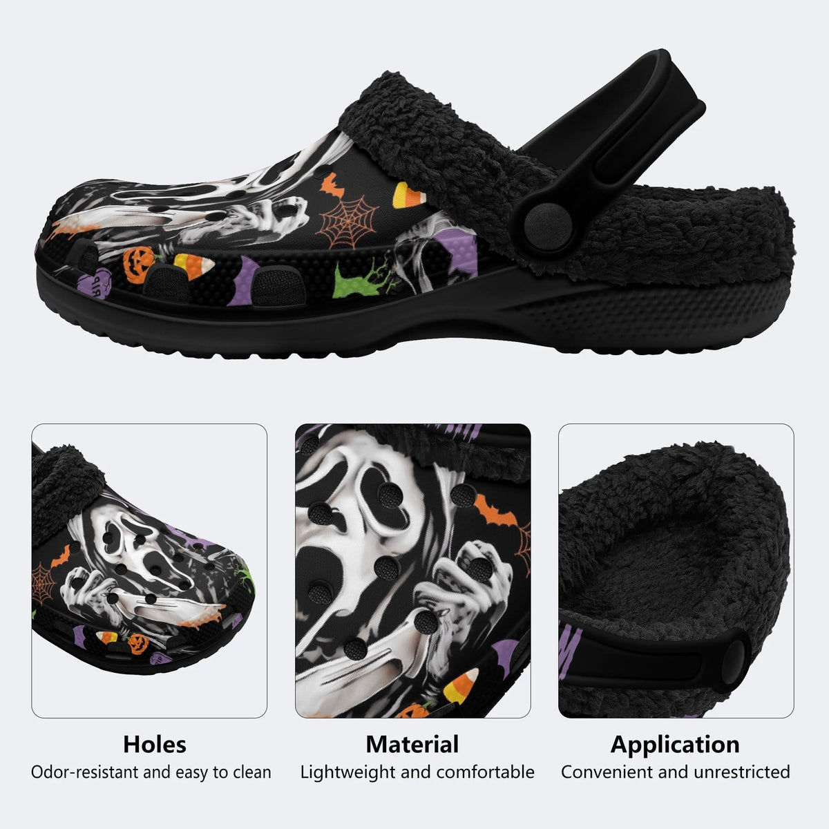 Horror Ghost Face - Fur Lined Slippers/Sandals
