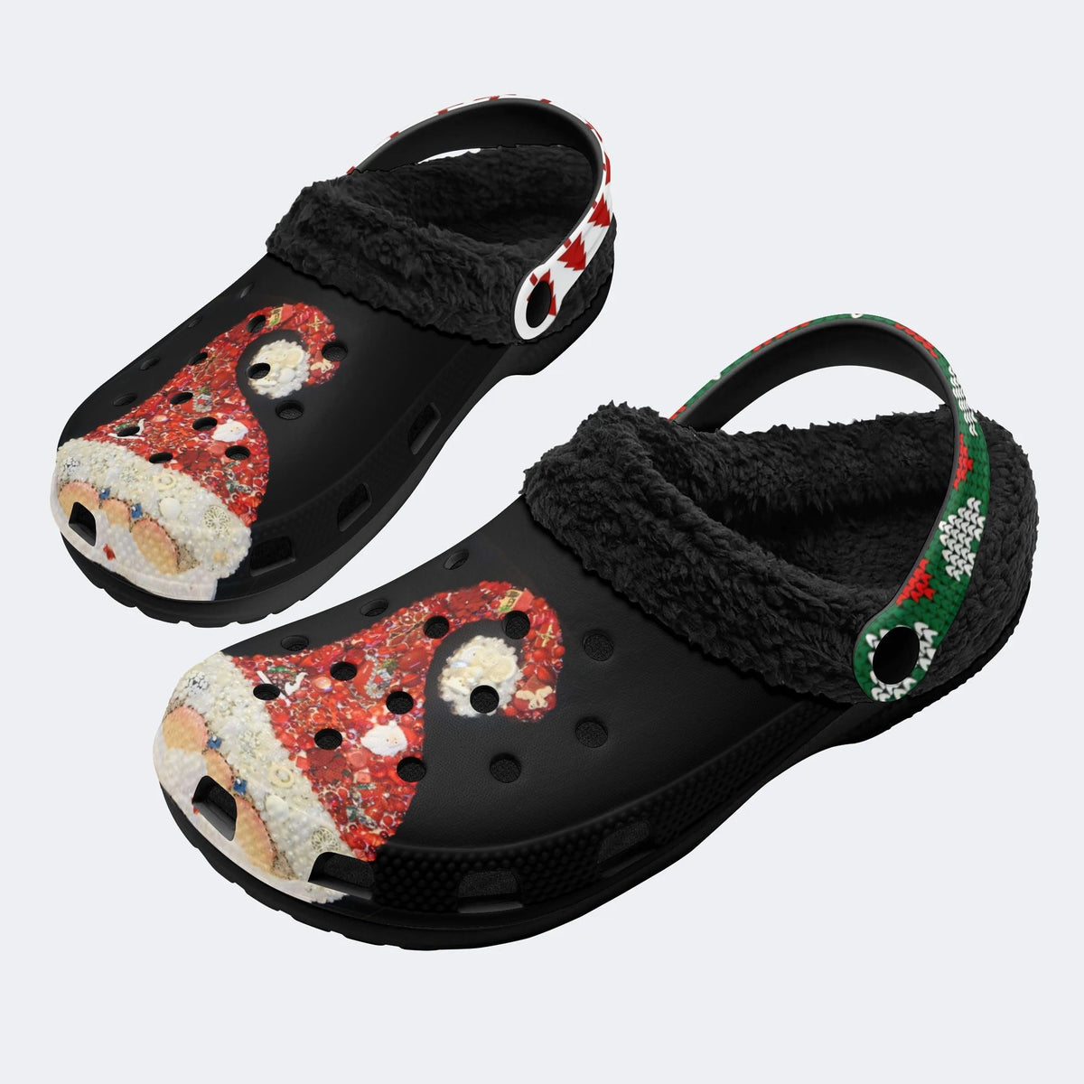 Funny Santa Claus Print - Fur Lined Slippers/Sandals