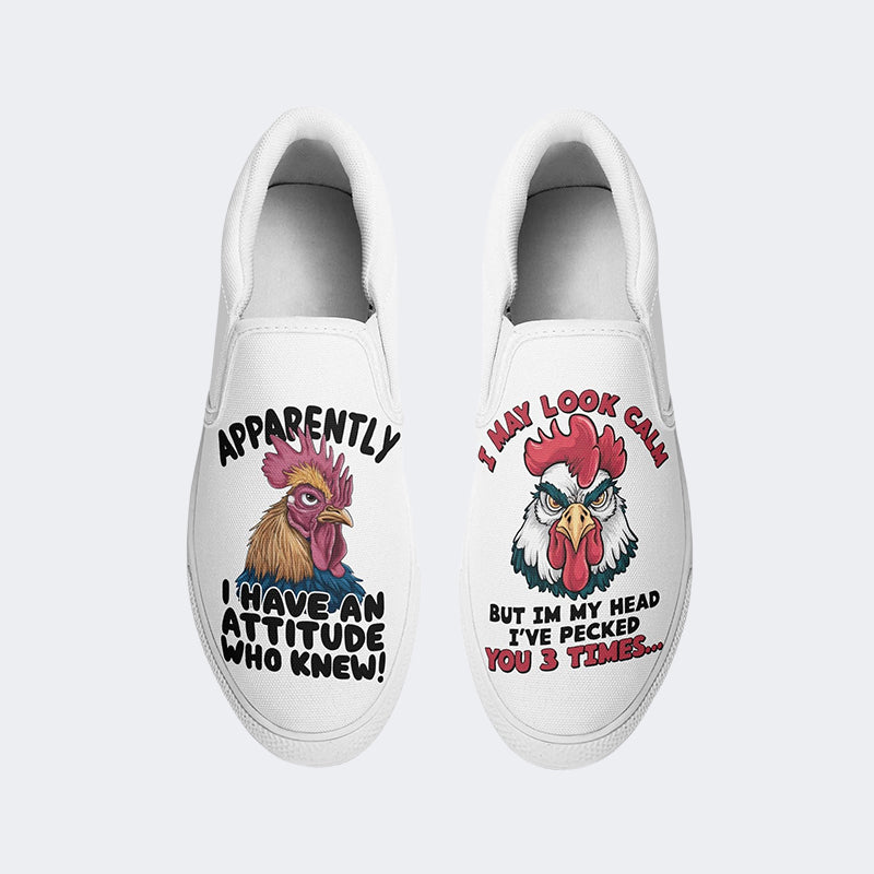 Unisex Chicken Print - Slip On Shoes