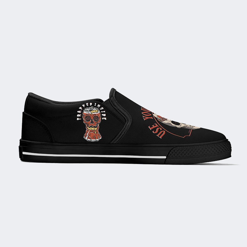 Unisex Use Your Noodle Printed - Slip On Shoes