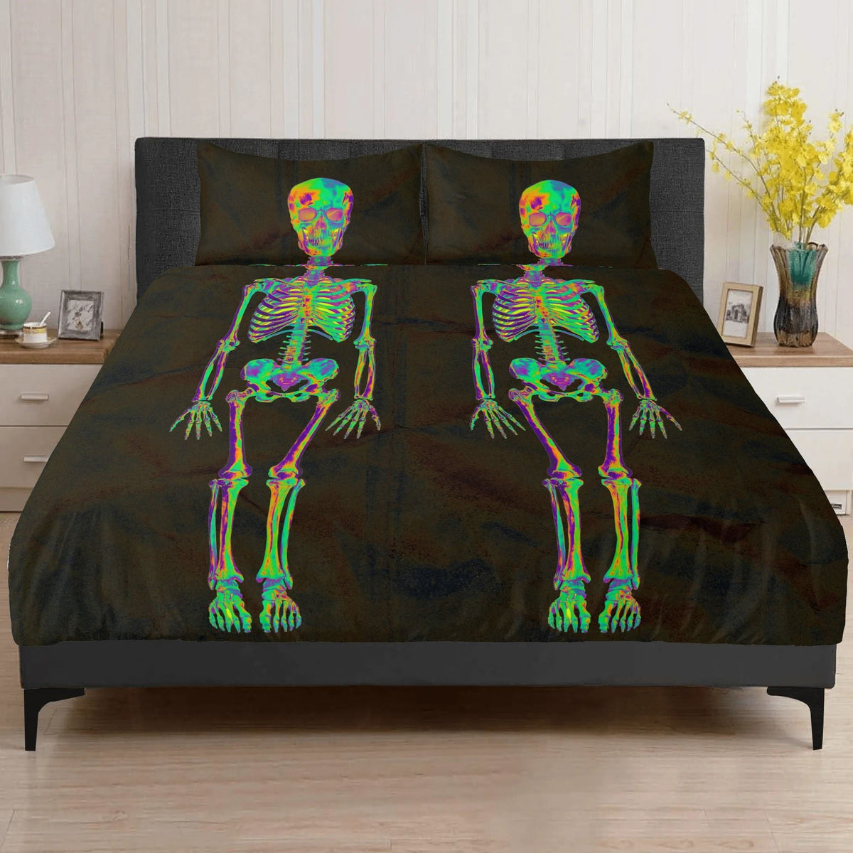Gothic Skull Print - Three Piece Bedding Set