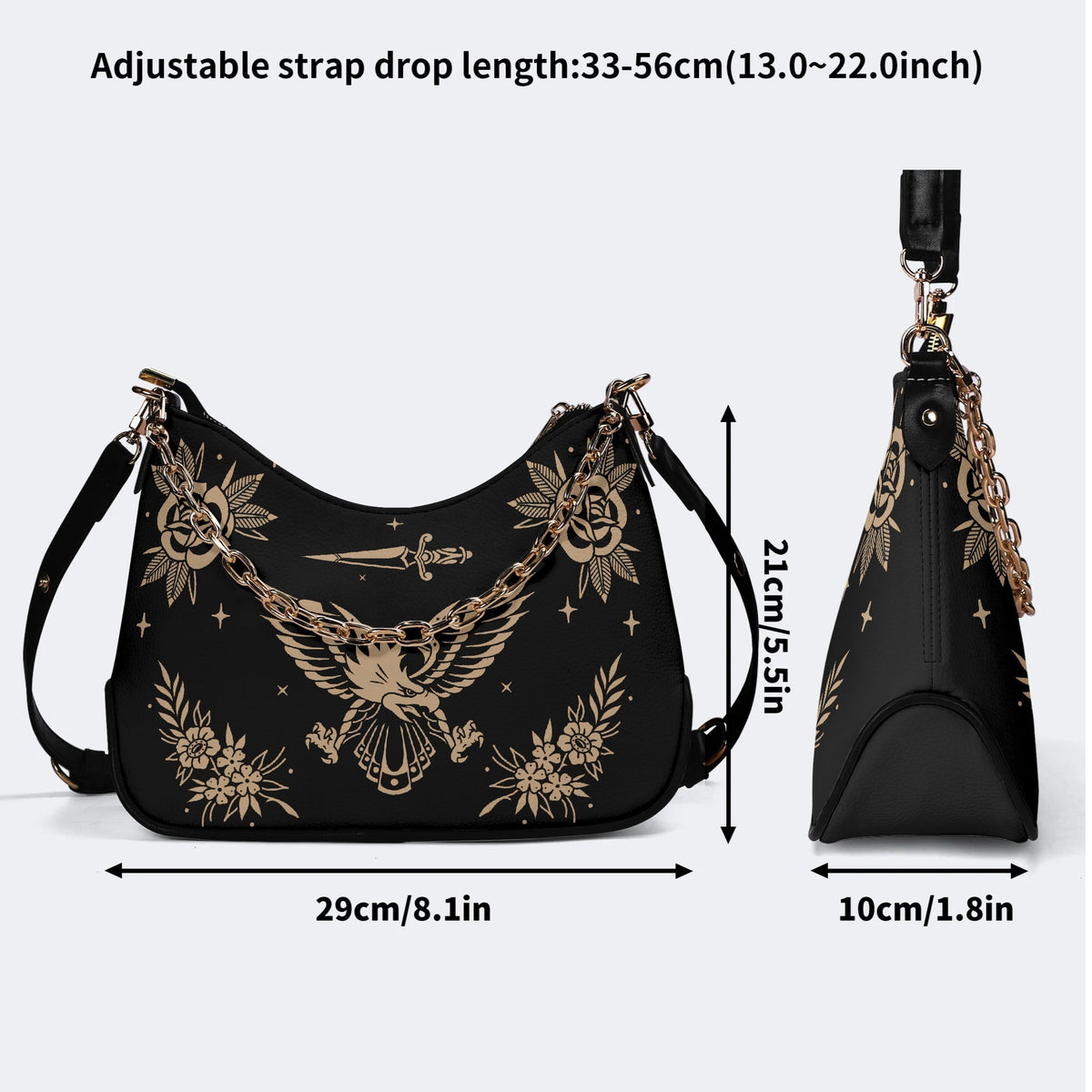 Golden Eagle Print - Leather Crossbody Bag
