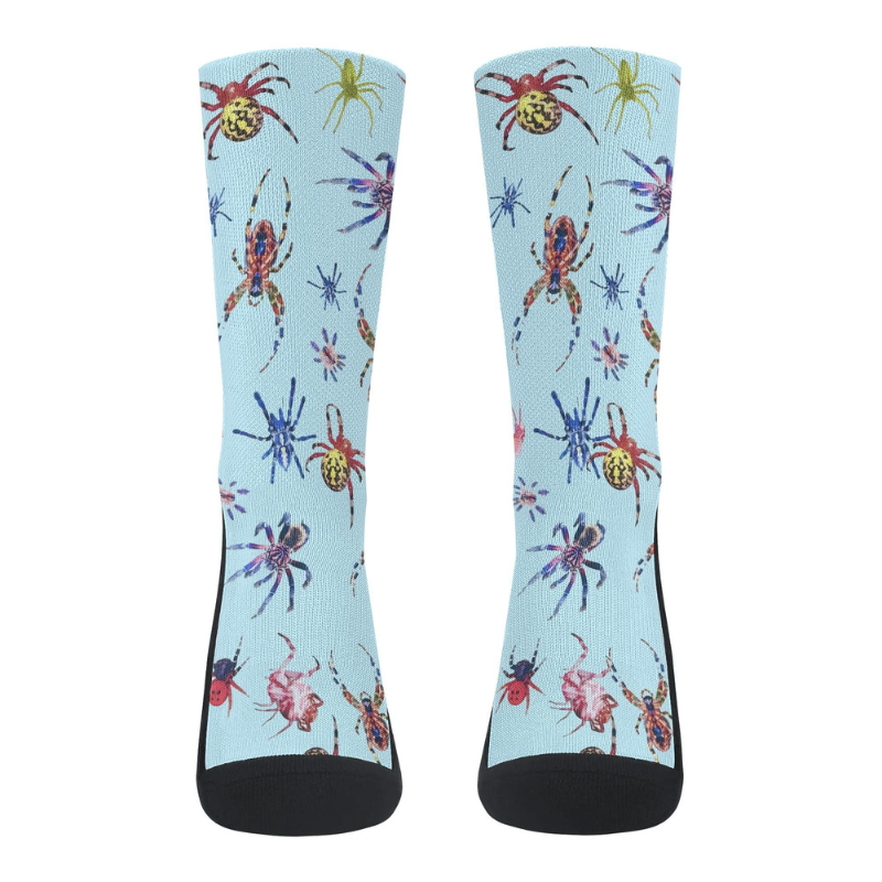 Blue Spider Print - Crew Socks