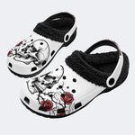 Gothic Skull Rose - Fur Lined Slippers/Sandals