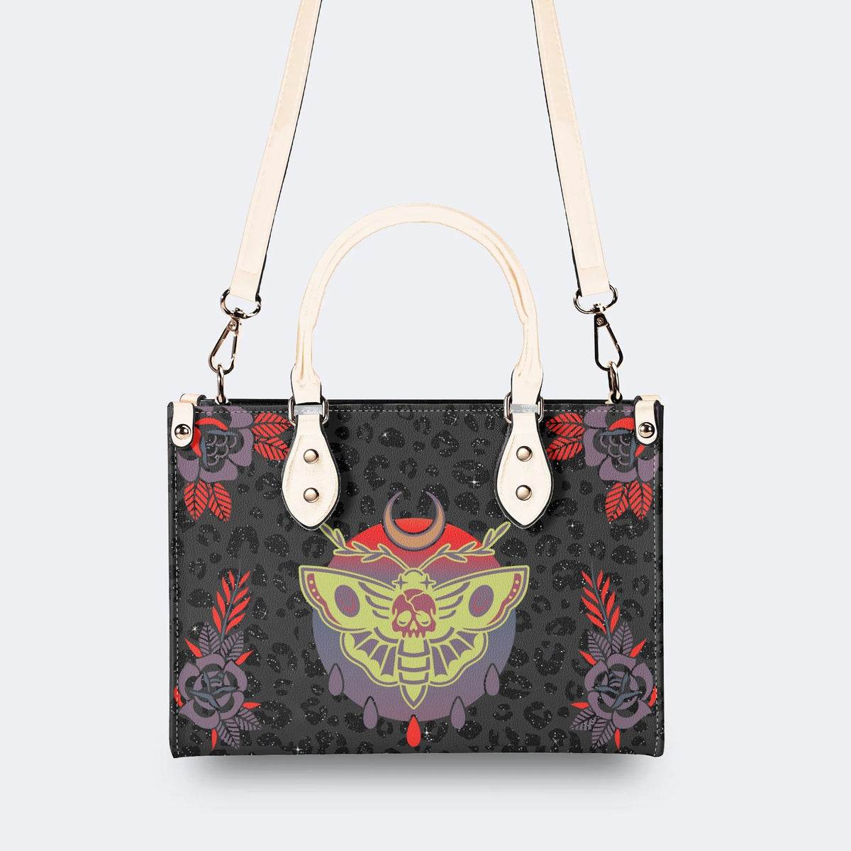 Classic Death Moth Print - Leather Handbag
