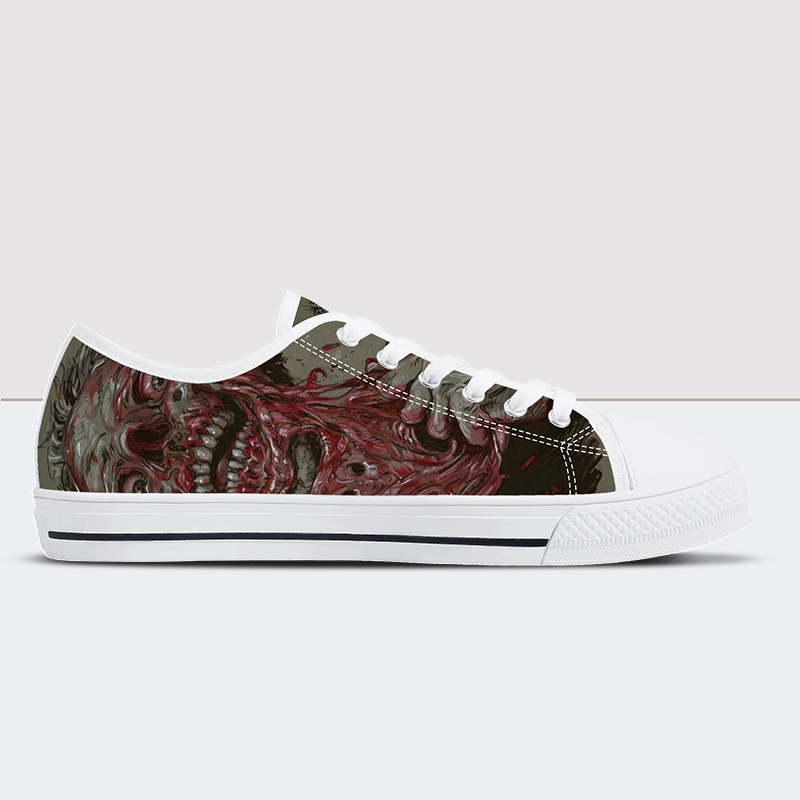 Skinned Face Low Top Canvas Shoes