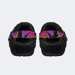 Magical Symbols&Flowers Print- Fur Lined Slippers/Sandals