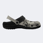 Retro Moth Print - Fur Lined Slippers/Sandals