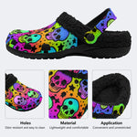 Bright Skulls&Stars Print- Fur Lined Slippers/Sandals