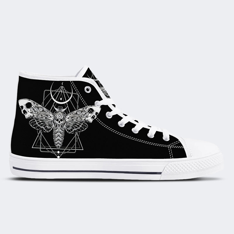 Skull Death Moth Print - High Top Canvas