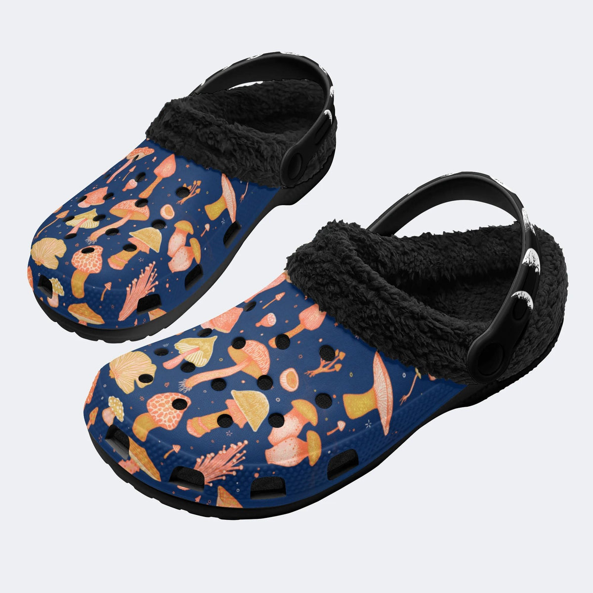 Fun Mushroom Print - Fur Lined Slippers/Sandals