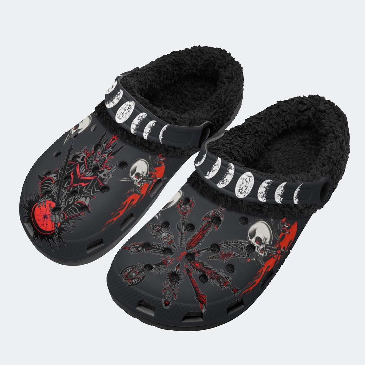 Unisex Warrior Print - Fur Lined Slippers/Sandals