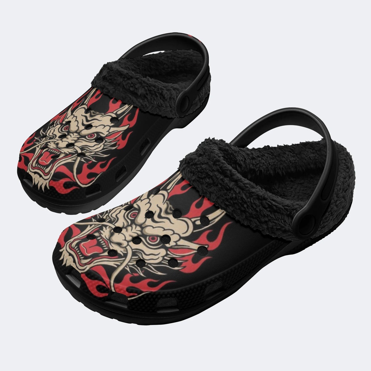 Dark Flame Dragon - Fur Lined Slippers/Sandals