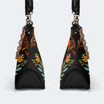 Death Moth Leaf Print - Leather Crossbody Bag