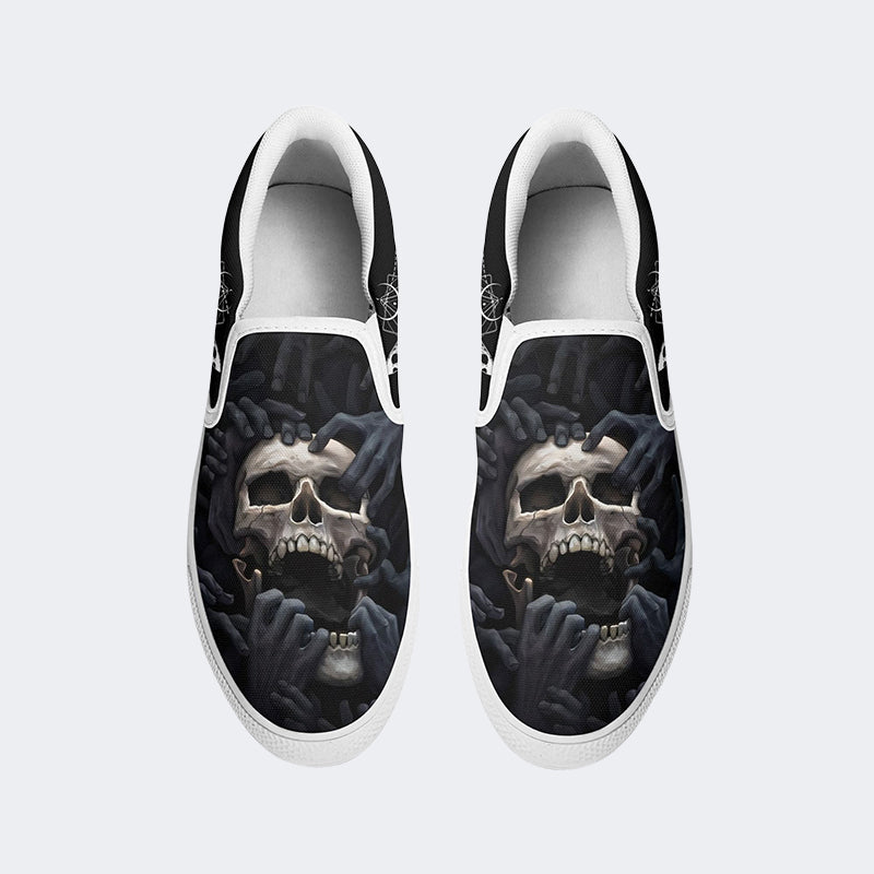 Unisex Skull Horror Print - Slip On Shoes