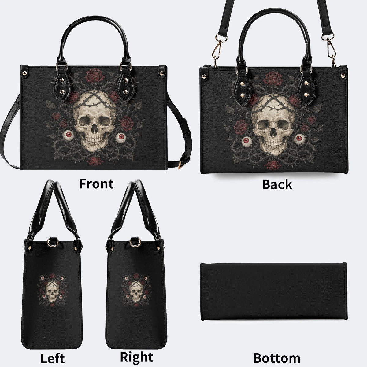 Skull Eyeball Rose Print Handbag Factory Direct Sales