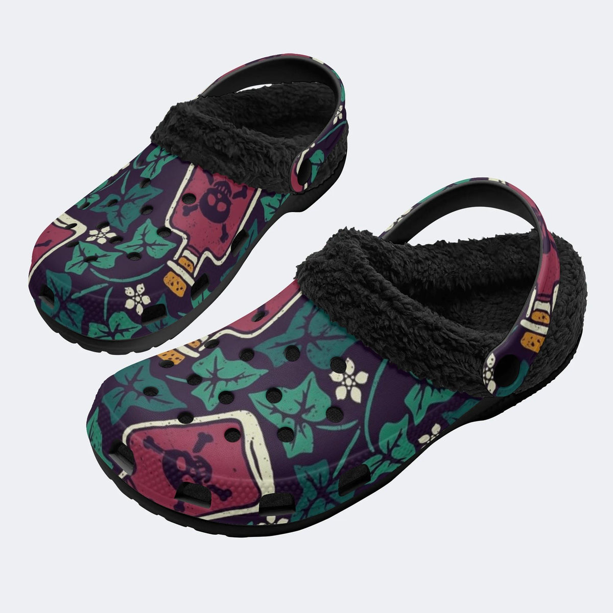 Skull Poison Ivy - Fur Lined Slippers/Sandals