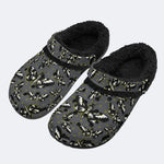 Surreal Death Moth Print- Fur Lined Slippers