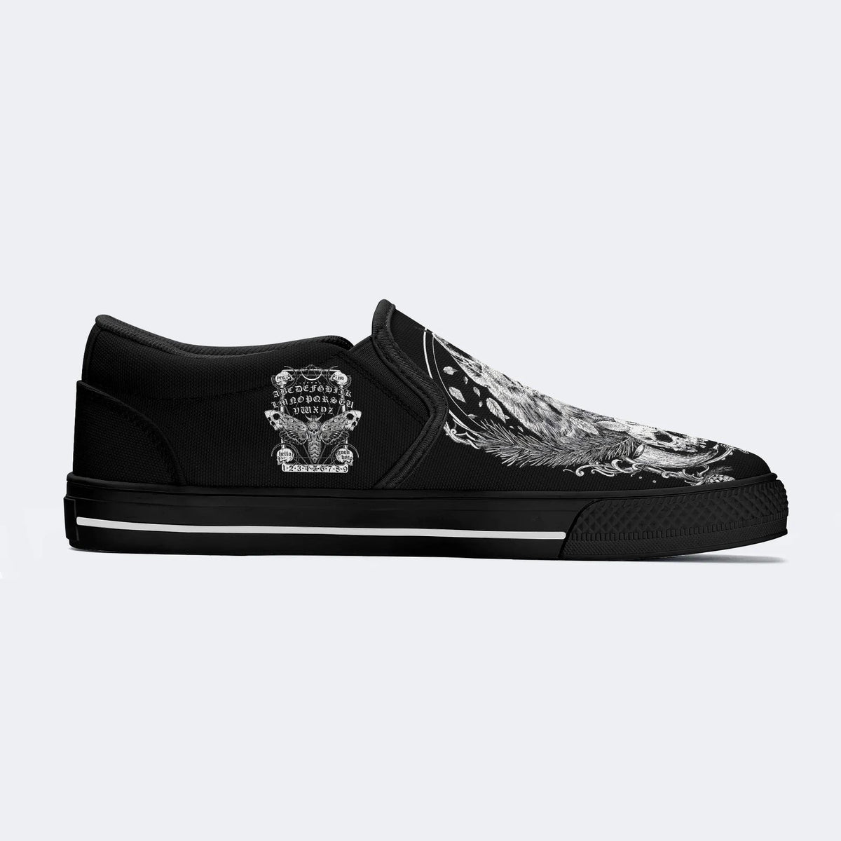 Unisex Moon&Leaf&Cat&Skull Print - Slip On Shoes