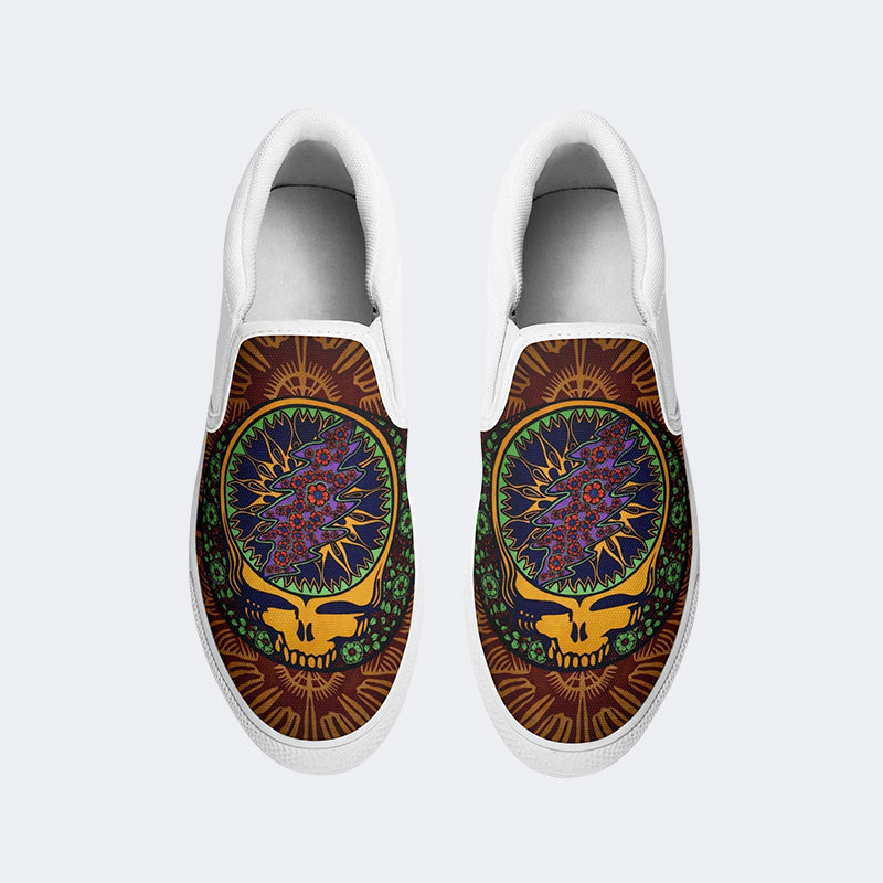 Unisex Skull Graphic Print - Slip On Shoes