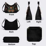 Bat And Flowers Retro Print - Leather Crossbody Bag