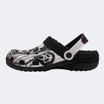 Gothic Skeleton Bride Veil Dark Rose - Fur Lined Slippers/Sandals