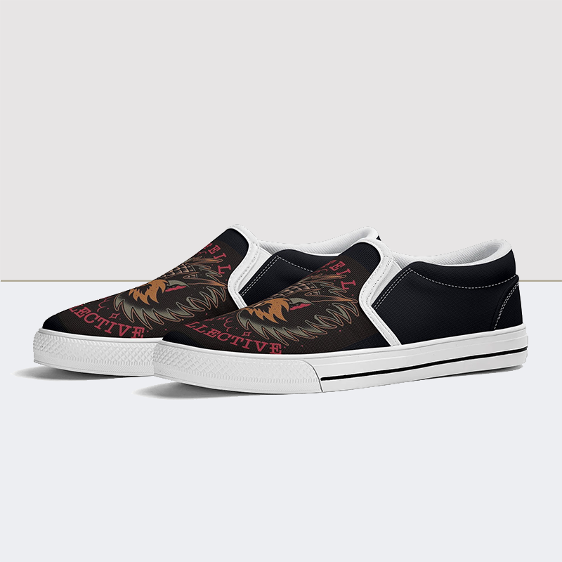 Dragon Print Slip On Shoes