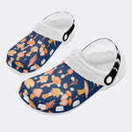 Fun Mushroom Print - Fur Lined Slippers/Sandals