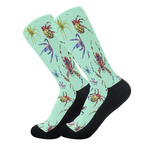 Green Spider Print - Crew Socks
