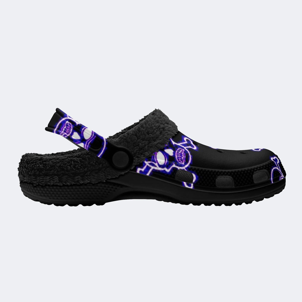 Neon Skulls - Fur Lined Slippers/Sandals