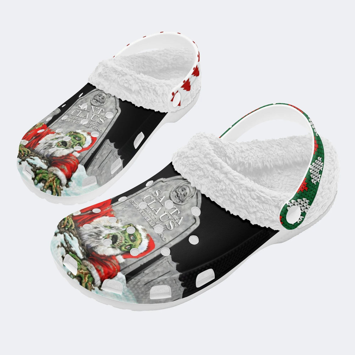 Horror Santa Claus Ghostface Print - Fur Lined Slippers/Sandals