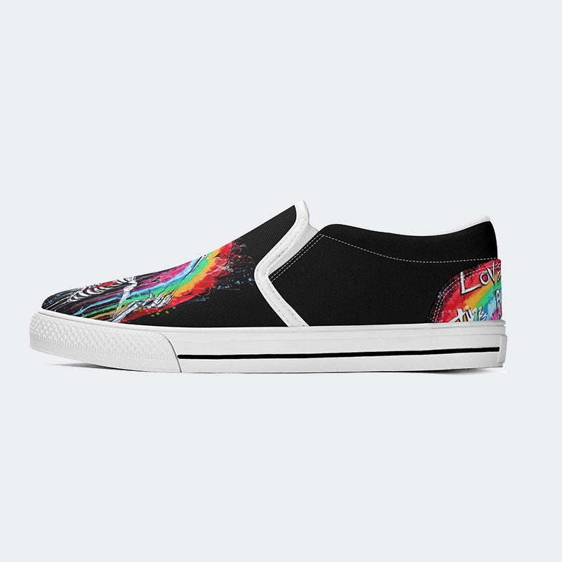 Love Is The Answer Skull Print - Slip On Shoes