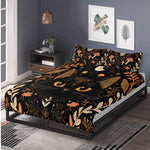 Boho Occult Black Cat - Three Piece Bedding Set