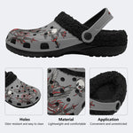 Skull Panther Print - Fur Lined Slippers/Sandals