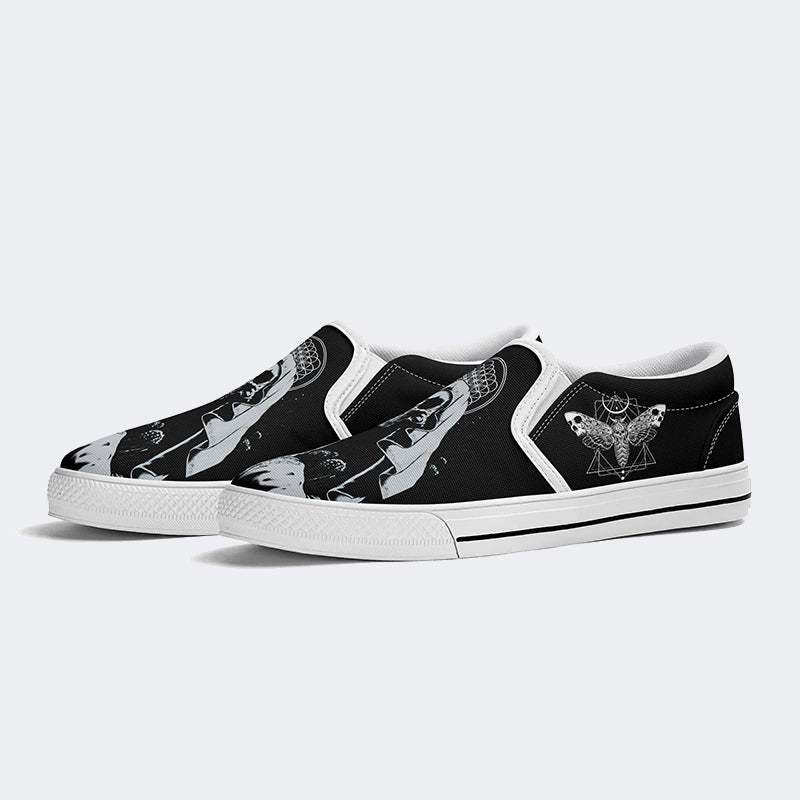 Unisex Skull Print - Slip On Shoes