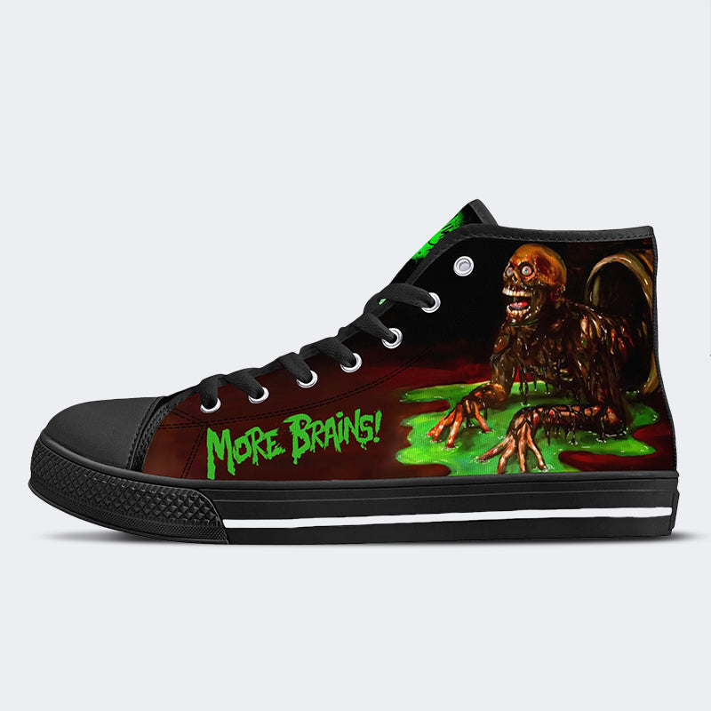 Unisex More Brains Print- High Top Canvas