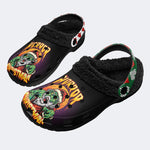 Horror Zombie Santa Claus Print - Fur Lined Slippers/Sandals