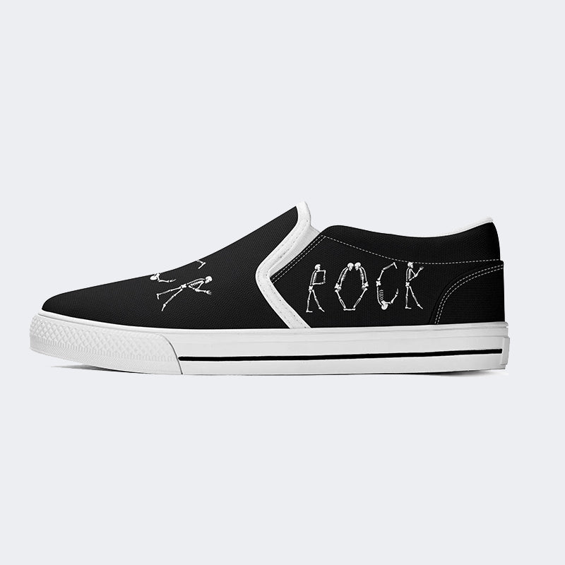 Unisex Retro Rock Music Art Illustration Print - Slip On Shoes