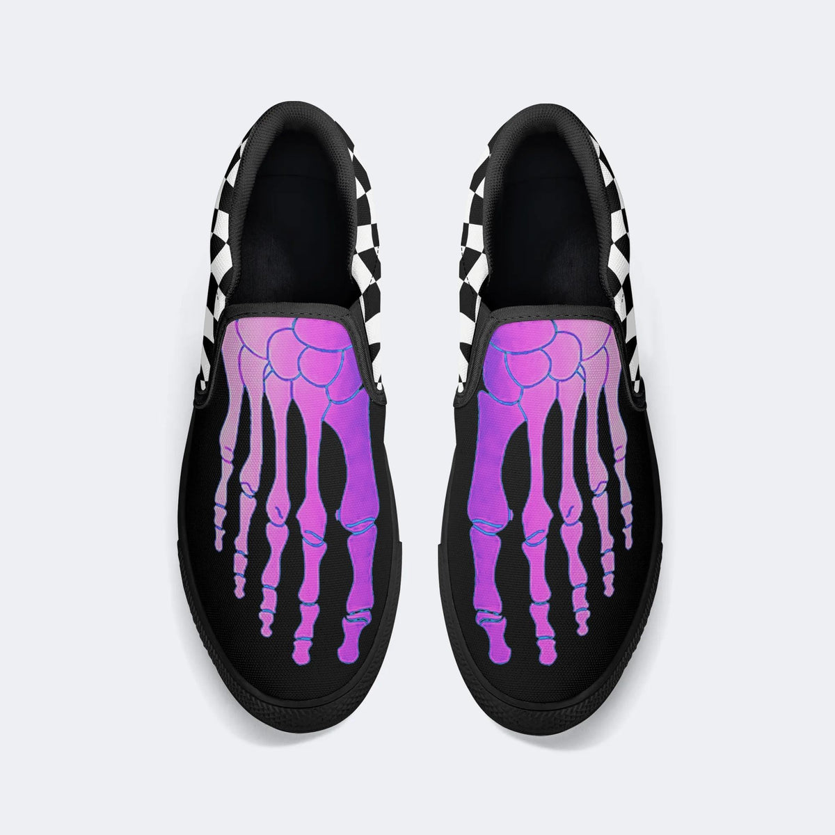 Purple Gradient Skeleton Toes Skull - Slip On Shoes