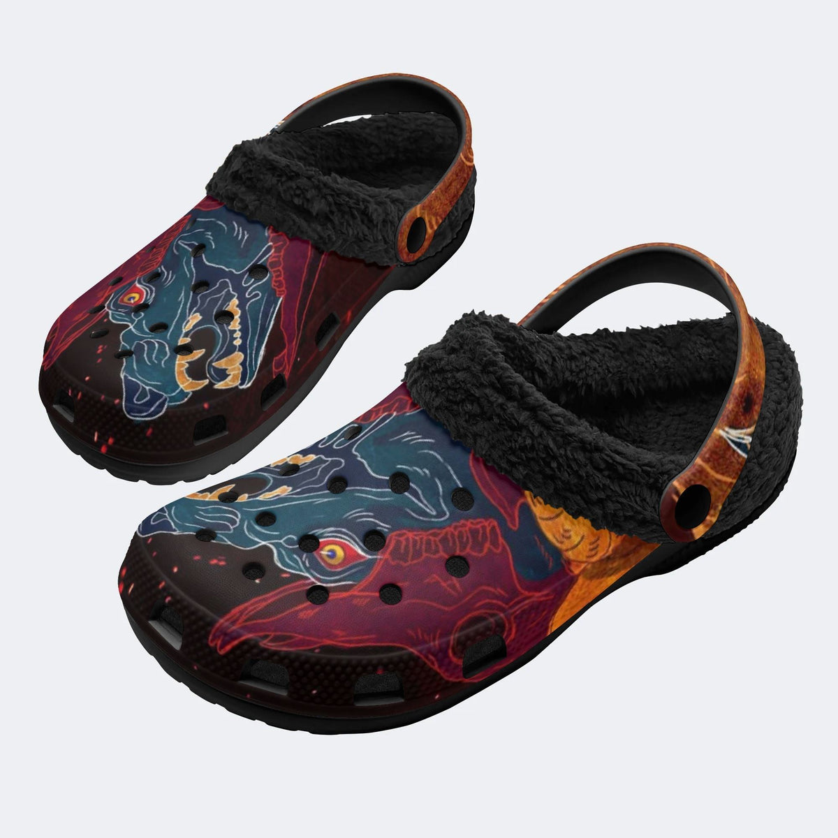 Dark Hell Demon Head - Fur Lined Slippers/Sandals