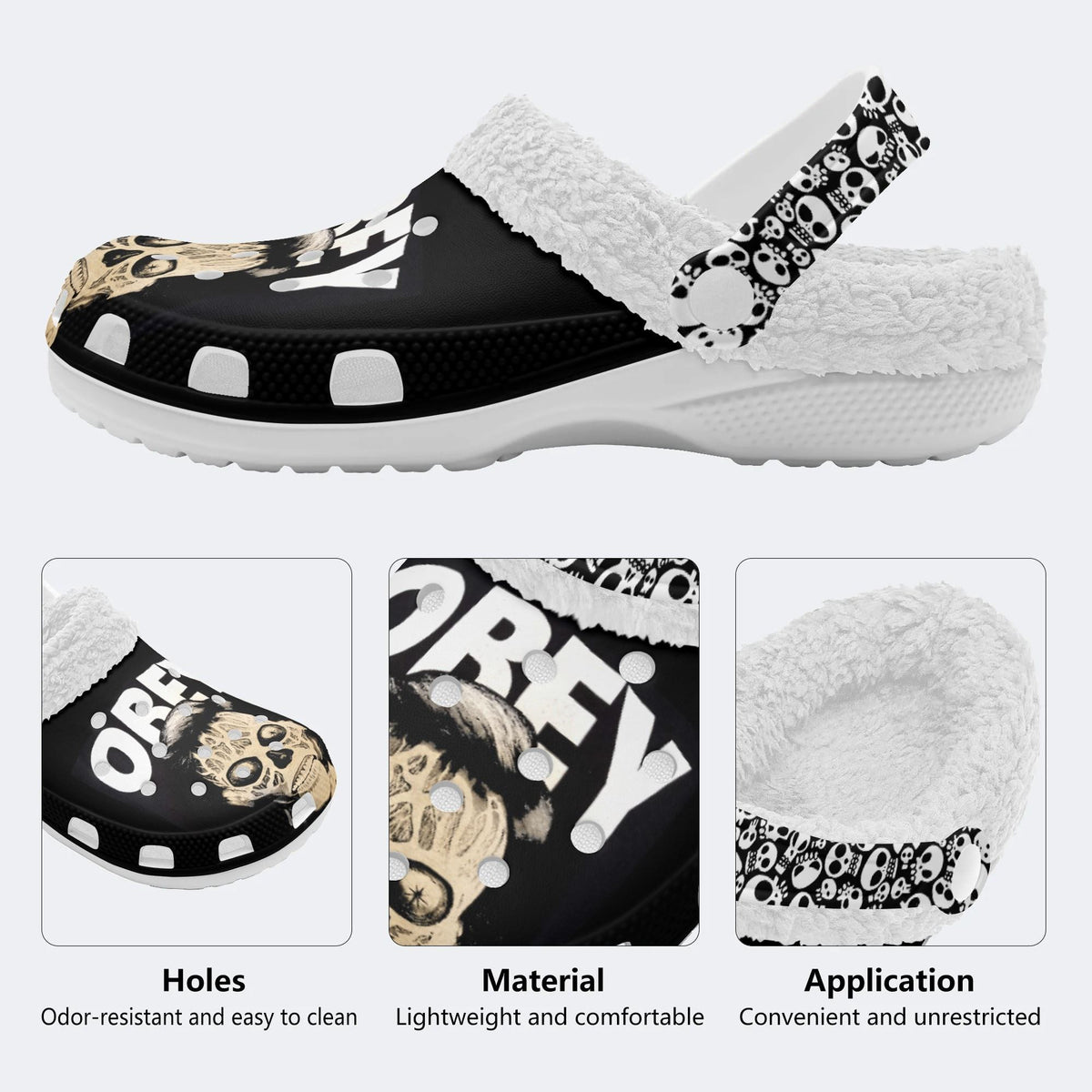 They Live Obey Print - Fur Lined Slippers/Sandals